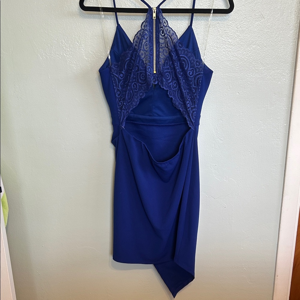 Emerald Sundae Royal Blue Asymmetrical Dress - Picture 2 of 11